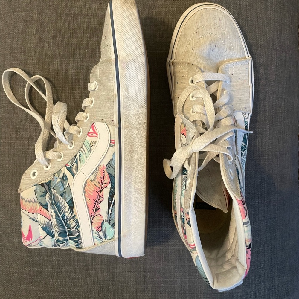 Rare Vans Grey and Floral High Top- Size 9.5